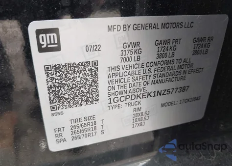 2022 Chevrolet Silverado 1500 4Wd Short Bed Lt With 2Fl from USA, damaged, VIN 1GCPDKEK1NZ577387